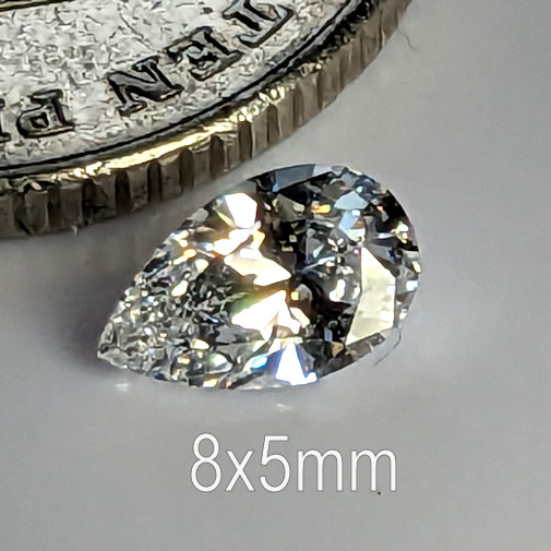 Cubic Zirconia, Pear, White, 8x5mm (0.7ct)