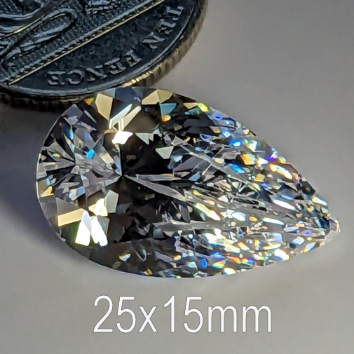 Cubic Zirconia, Pear, White, 25x15mm (20ct)