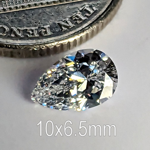 Cubic Zirconia, Pear, White, 10x6.5mm (2ct)