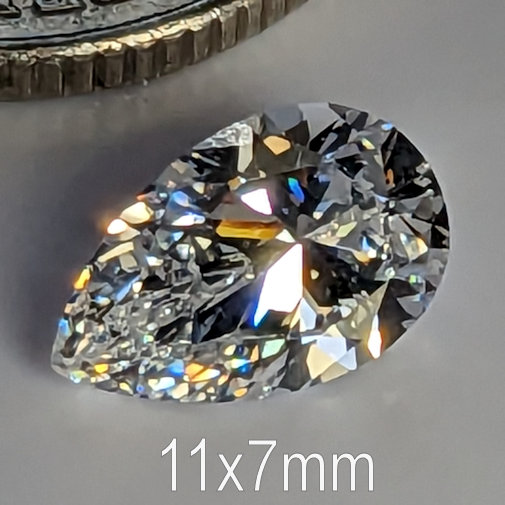 Cubic Zirconia, Pear, White, 11x7mm (2.5ct)