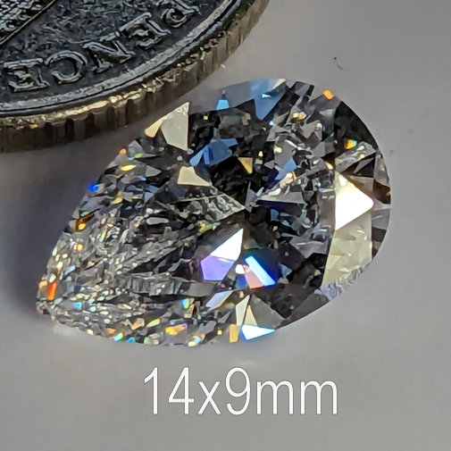 Cubic Zirconia, Pear, White, 14x9mm (4ct)