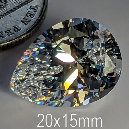 Cubic Zirconia, Pear, White, 20x15mm (17.5ct)
