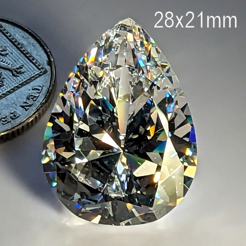 6A, Cubic Zirconia, 6A Quality, Pear, White, 28x21mm(47ct)