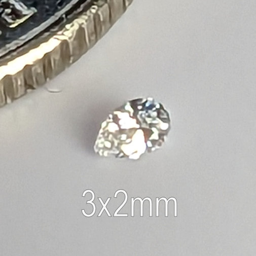 6A, Cubic Zirconia, Swarovski CZ, Cubic Zirconia, Pear Diamond, White, 3x2mm (0.04ct)