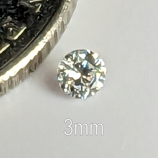 6A, Cubic Zirconia, 6A Quality, Round Brilliant 8 Hearts & Arrows, Warm (H-J), 3mm (0.097ct)