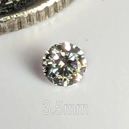6A, Cubic Zirconia, 6A Quality, Round Brilliant 8 Hearts & Arrows, Warm (H-J), 3.5mm (0.154ct)