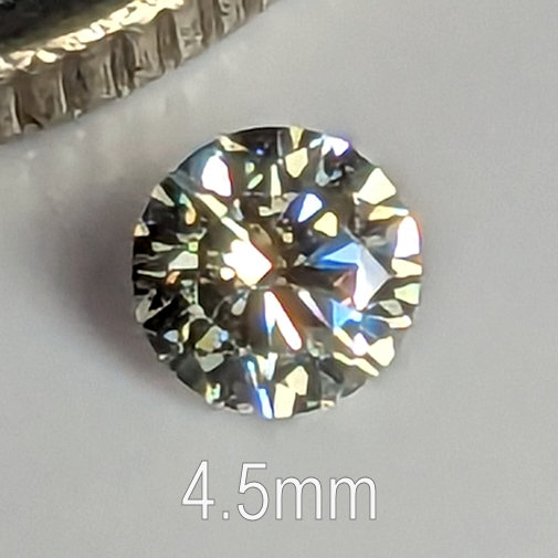 6A, Cubic Zirconia, 6A Quality, Round Brilliant 8 Hearts & Arrows, Warm (H-J), 4.5mm (0.34ct)