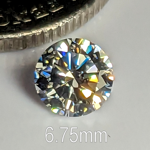 6A, Cubic Zirconia, Round Brilliant 8 Hearts & Arrows, White, 6.75mm (1.16ct)