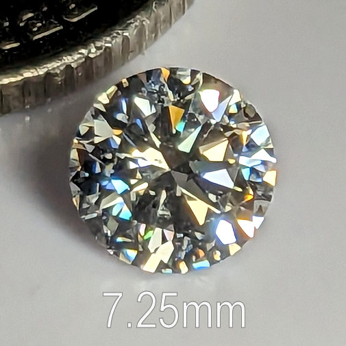 6A, Cubic Zirconia, 6A Quality, Round Brilliant 8 Hearts & Arrows, White, 7.25mm (1.44ct)