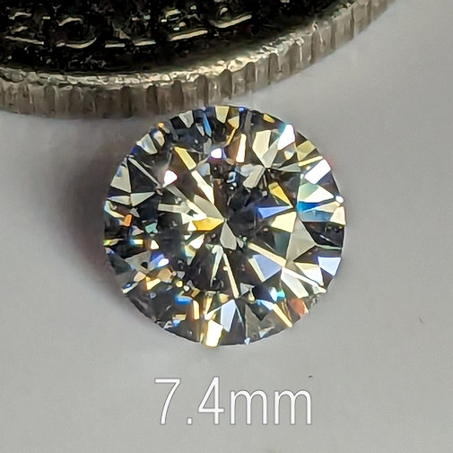6A, Cubic Zirconia, Round Brilliant 8 Hearts & Arrows, White, 7.4mm (1.5ct)