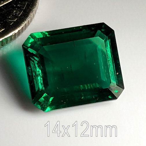 Lab Created Emerald, Created Emerald, Emerald, 14x12mm (12.3ct)