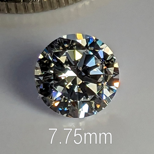 6A, Cubic Zirconia, Round Brilliant 8 Hearts & Arrows, White, 7.75mm (1.76ct)