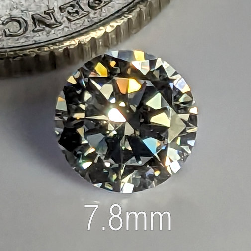 6A, Cubic Zirconia, Round Brilliant 8 Hearts & Arrows, White, 7.8mm (1.75ct)
