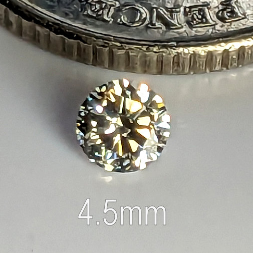 6A, Cubic Zirconia, 6A Quality, Round Brilliant 8 Hearts & Arrows, Warm (K-M), 4.5mm (0.34ct)