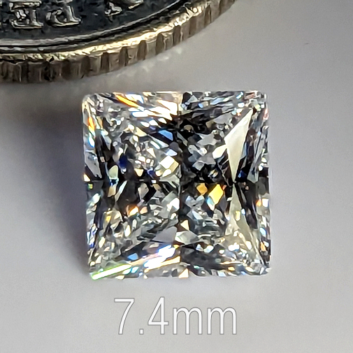 6A, Cubic Zirconia, Princess Plus, White, 7.4mm (2ct)