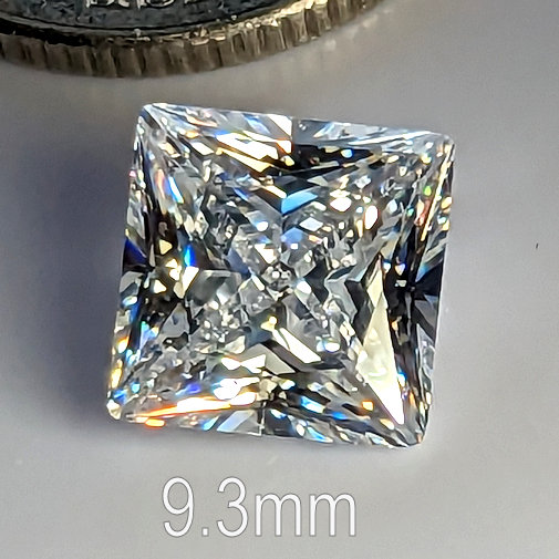 6A, Cubic Zirconia, Princess Plus, White, 9.3mm (4ct)