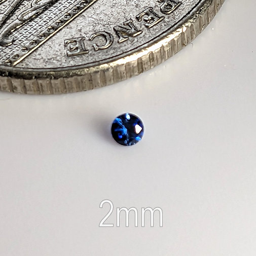 Lab Created Sapphire, Lab Blue Sapphire, Blue 34, Round Brilliant, 2mm (0.036ct)