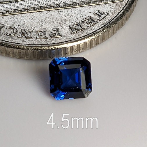 Lab Created Sapphire, Lab Blue Sapphire, Top Blue, Asscher, 4.5mm (0.48ct)
