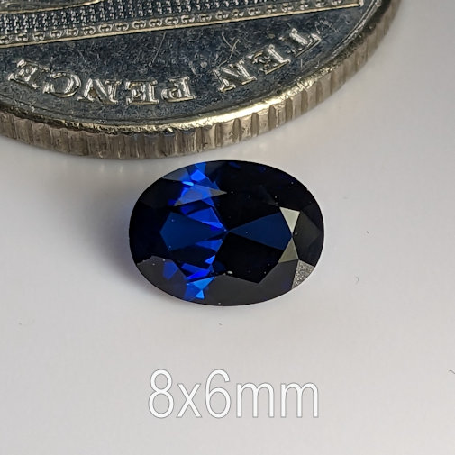 5A, Lab Created Sapphire, AAAAA Quality, Lab Blue Sapphire, Dark Blue, Oval, 8x6mm (1.2ct)