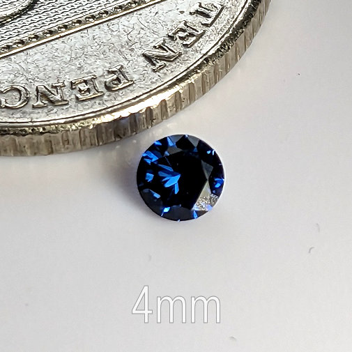Lab Created Sapphire, Lab Blue Sapphire, Blue 34, Round Brilliant, 4mm (0.23ct)