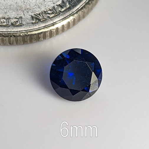 Lab Created Sapphire, Lab Blue Sapphire, Blue 34, Round Brilliant, 6mm (0.78ct)