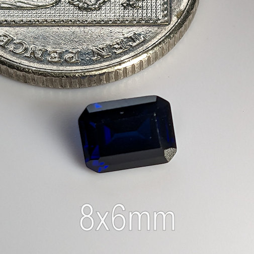 Lab Created Sapphire, Lab Blue Sapphire, Blue 34, Emerald, 8x6mm (1.57ct)