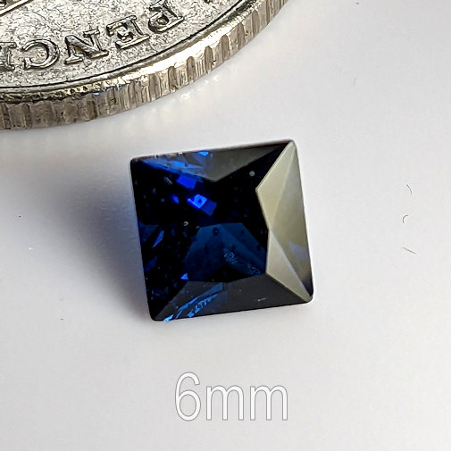 Lab Created Sapphire, Lab Blue Sapphire, Blue 34, Princess, 6mm (1.24ct)