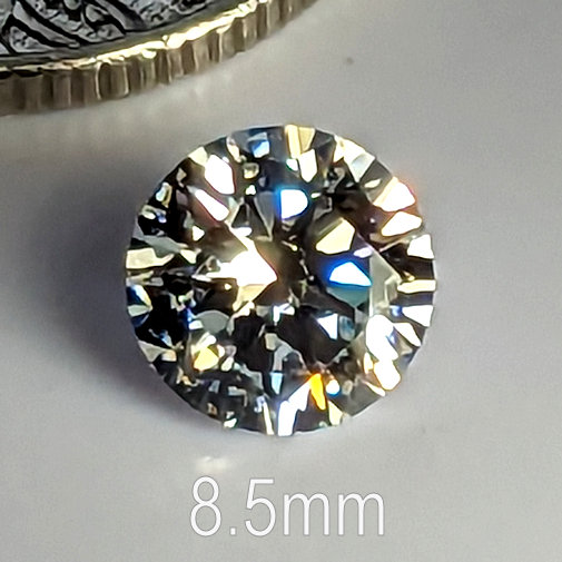 6A, Cubic Zirconia, Round Brilliant 8 Hearts & Arrows, White, 8.5mm (2.32ct)