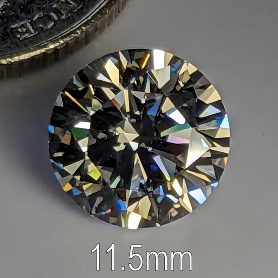 6A, Cubic Zirconia, 6A Quality, Round Brilliant 8 Hearts & Arrows, White, 11.5mm (5.76ct)