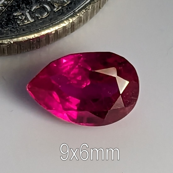 Flawed Lab Ruby, Flawed lab Ruby, Pear, Roughly 9x6mm (1.3ct)