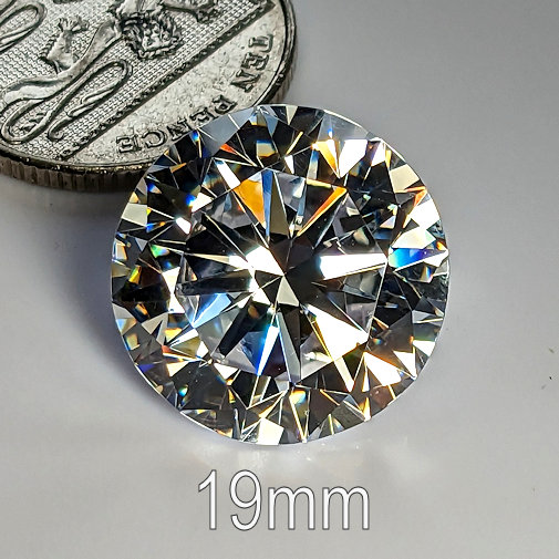 6A, Cubic Zirconia, Round Brilliant 8 Hearts & Arrows, White, 19mm (25.9ct)