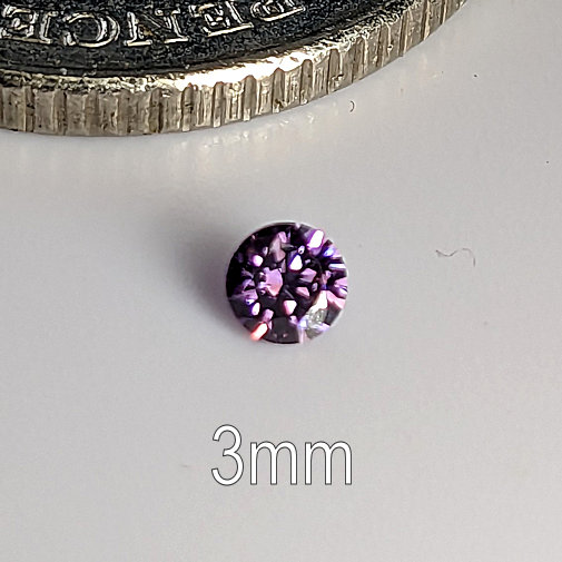 6A, Cubic Zirconia, 6A Quality, Round Brilliant 8 Hearts & Arrows, Amethyst, 3mm (0.18ct)