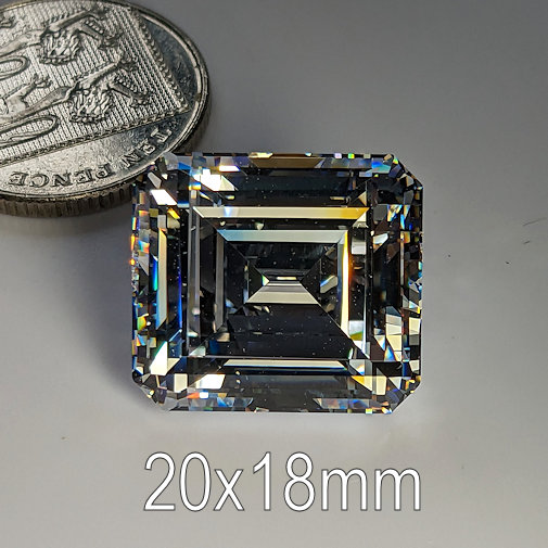 6A, Cubic Zirconia, Emerald, White, 20x18mm (35ct)