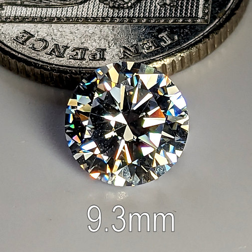 6A, Cubic Zirconia, Round Brilliant 8 Hearts & Arrows, White, 9.3mm (3ct)