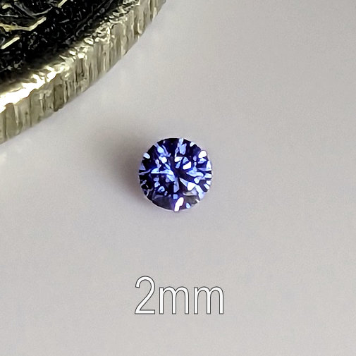6A, Cubic Zirconia, Round Brilliant 8 Hearts & Arrows, Tanzanite, 2mm (0.036ct)