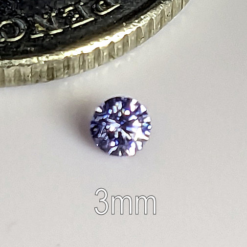 Cubic Zirconia, Round Brilliant, Tanzanite, 3mm (0.097ct)