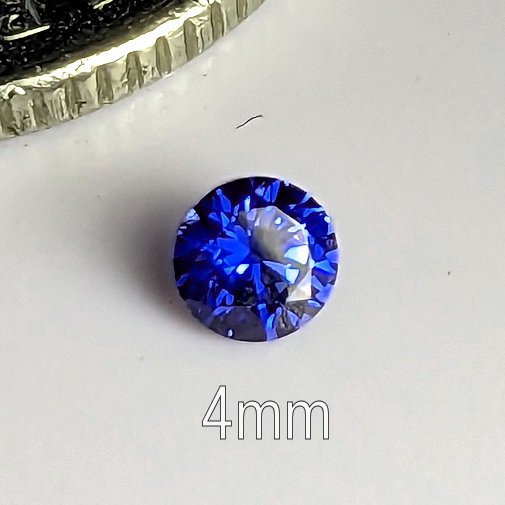 6A, Cubic Zirconia, Round Brilliant 8 Hearts & Arrows, Tanzanite, 4mm (0.23ct)