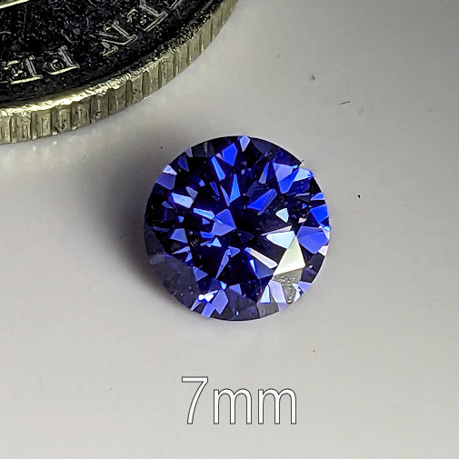 Cubic Zirconia, Round Brilliant, Tanzanite, 7mm (1.24ct)