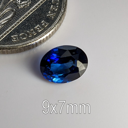 Lab Created Diffusion Blue Sapphire Oval, 9x7mm (1.8ct)