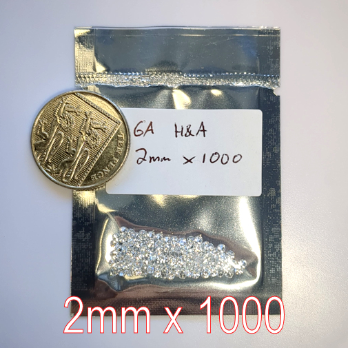 Cubic Zirconia, Wholesale Lots, 6A 8 Hearts & Arrows, White,  2mm (1000pcs)