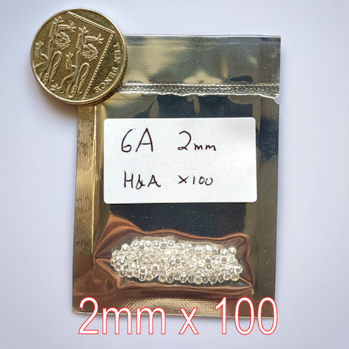 Cubic Zirconia, Wholesale Lots, 6A 8 Hearts & Arrows, White,  2mm (100pcs)