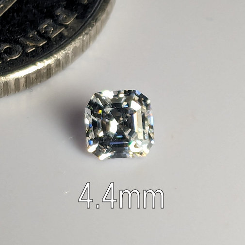6A, Cubic Zirconia, Asscher, White, 4.4mm (0.5ct)