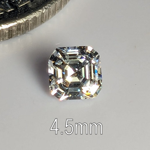6A, Cubic Zirconia, Asscher, White, 4.5mm (0.48ct)