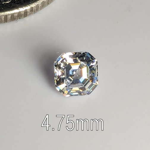 6A, Cubic Zirconia, Asscher, White, 4.75mm (0.56ct)