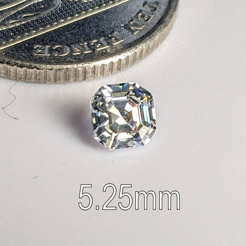 6A, Cubic Zirconia, Asscher, White, 5.25mm (0.76ct)