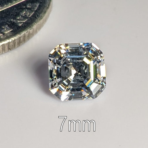 6A, Cubic Zirconia, Asscher, White, 7mm (1.79ct)