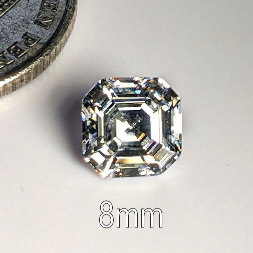 6A, Cubic Zirconia, Asscher, White, 8mm (2.68ct)