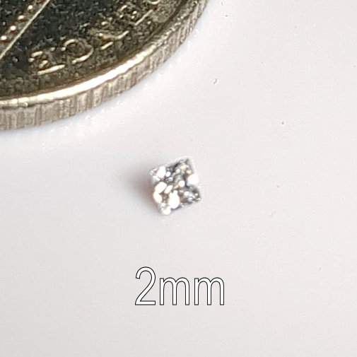 3A, Cubic Zirconia, AAA Quality, Square, White, 2mm (0.06ct)