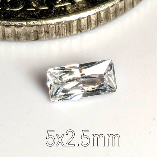 3A, Cubic Zirconia, AAA Quality, Princess Baguette, White, 5x2.5mm (0.18ct)
