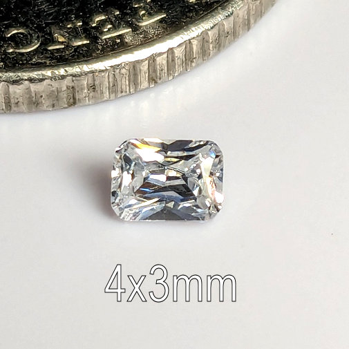 3A, Cubic Zirconia, AAA Quality, Octagon, White, 4x3mm (0.19ct)